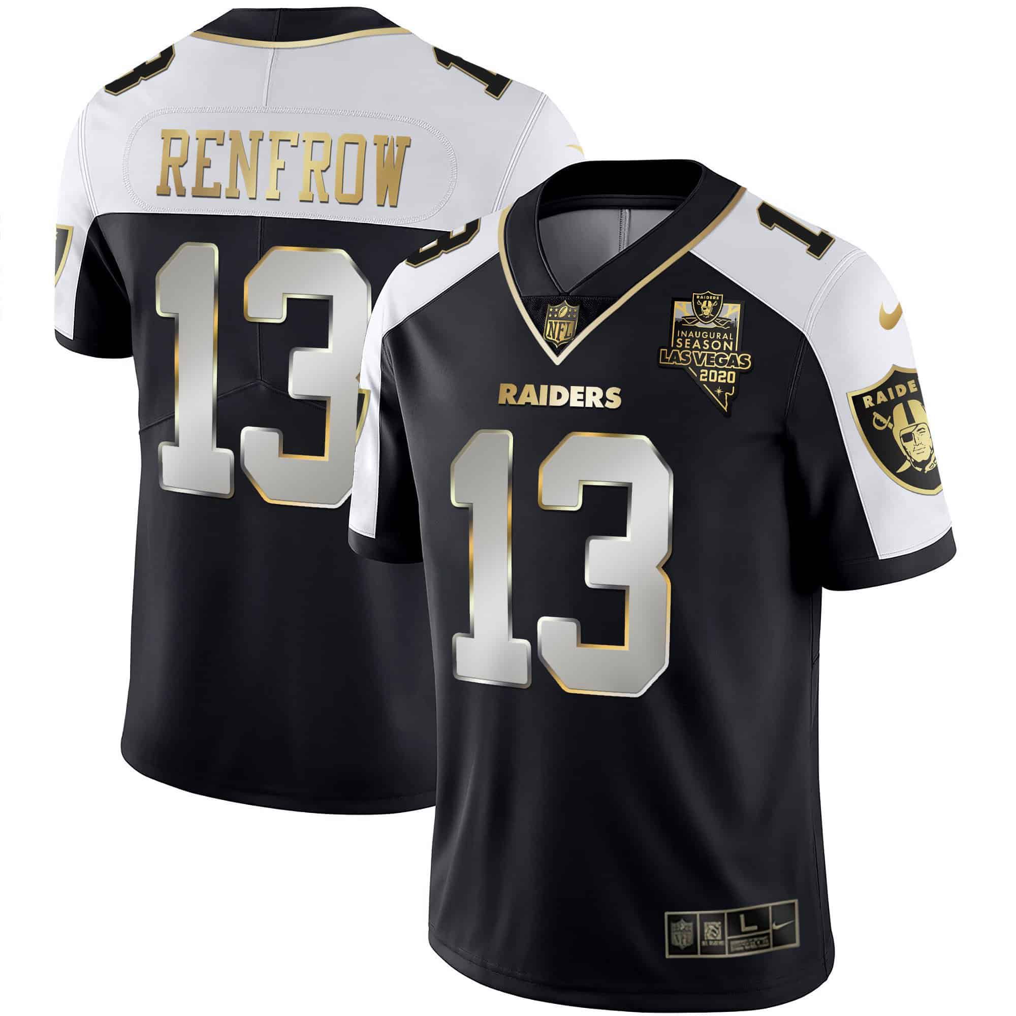 Men Oakland Raiders #13 Renfrow 2024 Nike Vapor Black Gold & Black Inverted Limited NFL Jersey style 1